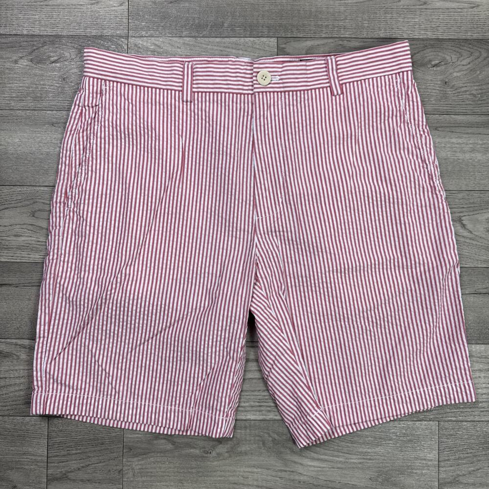 Vineyard Vines Breaker Shorts Seersucker Red White Striped sz 32